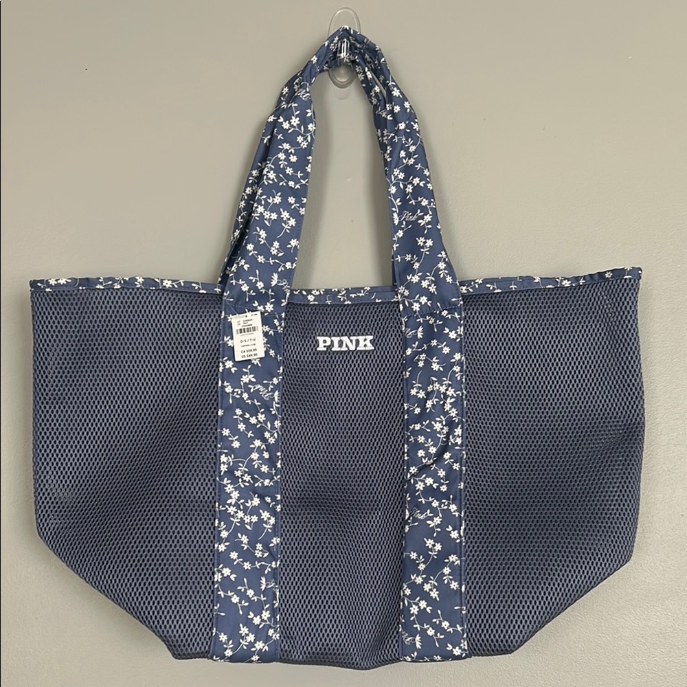 PINK Victoria's Secret Blue and White Floral Tote
